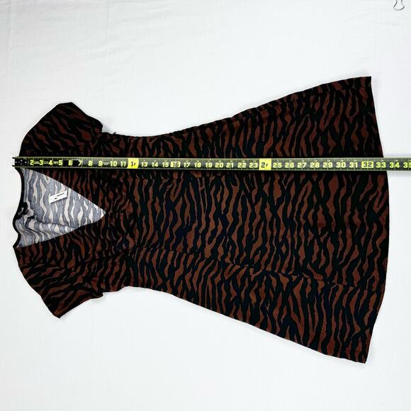 Madewell Dress Womens 0  Brown Black Zebra V-Neck Mini Abstract Animal - Picture 14 of 15